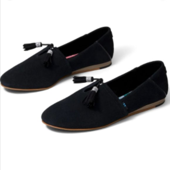 Toms Black Suede Women's Kelli Flats - Picture 1 of 3